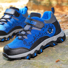 童鞋 冬季新款儿童登山运动鞋男童户外保暖防滑防水大棉鞋加绒 宝蓝 32码/内长约20.3CM