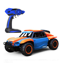 LI JIAN 立健 遥控车四驱短卡攀爬车高速玩具赛车男孩充电玩具车遥控越野车六一儿童节礼物 炫亮橙蓝714