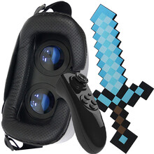 我的世界玩具周边武气钻石剑苦力怕镐斧铲枪头套火炬火把VR眼镜末影龙玩偶玩具公仔 我的世界VR主机+钻石剑