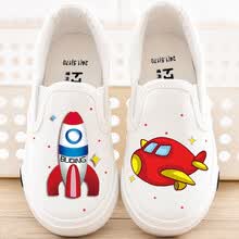 卜丁儿童帆布鞋男童布鞋卡通小白鞋2021夏季薄款新款一脚蹬童鞋女宝宝板鞋 白色 36码内长22.5/适合脚长22cm