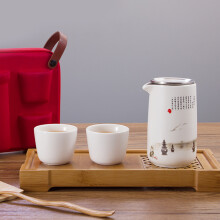 TOMIC湖畔居陶瓷茶壶茶杯旅行茶具套装便携泡茶宝冲茶器商务礼品礼物 红色包套装