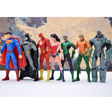 可动漫威全套手办模型套装绿巨人灭霸钢铁侠公仔复仇者联盟3英雄雷神4蜘蛛侠美国队长2蝙蝠侠 DC正义联盟7款 高度约18cm