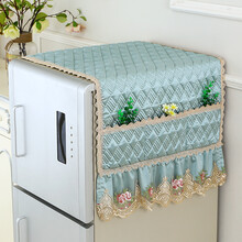 晓晴 冰箱防尘罩冰箱套盖巾布艺欧式加棉对开门单开门双开门盖巾 春暖花开绿 70*180cm（双/对开门）