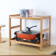 竹城鼎信厨房置物架微波炉架层架落楠竹置物架竹子实木质多层格架储物架客厅收纳架 二层42CM高/隔板40CM长置物架