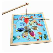 磁力磁性大号钓鱼木制宝宝玩具 钓鱼游戏 儿童益智玩具1-2-3岁男孩女孩儿童宝宝早教亲子互动生日礼物