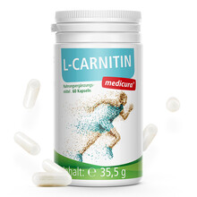 德国Medicura 德国左旋肉碱100000胶囊 进口左旋右减 单瓶装 60粒/瓶