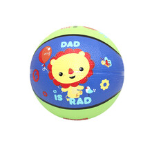 费雪加厚橡胶球玩具拍拍皮球儿童玩具球宝宝投篮架用球充气小篮球 12cm狮子送充气筒