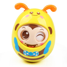 婴儿小玩具益智早教不倒翁水煮牙胶手摇铃0-6个月半岁宝宝0-1岁儿童小孩幼儿手机一岁四八个月周岁礼物 黄色 眨眼不倒翁【耳朵软胶可啃咬】