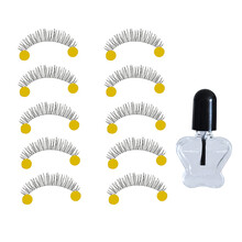 手工自然交叉浓密假睫毛透明梗短款裸妆素颜嫁接纤长卷翘短款眼睫毛上睫毛 216棉线梗假睫毛10对+5ml胶水