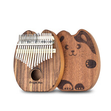 BRIGHT SUN 艳阳17音卡林巴相思木全单板拇指琴桃花芯整木掏空手指钢母子琴儿童成人 猫咪款电箱