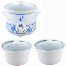 紫砂电炖锅陶瓷白瓷煲汤锅电炖煲汤锅具隔水电炖盅煲粥电砂锅文火锅慢炖锅熬汤煮粥锅瓦罐一锅二胆 3.5白外锅+2个白内胆