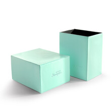 今之逸品 彩色PU皮革美妆刷具桶盒 大小号圆筒方形磁性设计化妆刷收纳筒 方形绿色小号