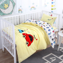 哈他家纺 幼儿园三件套 多件套六件套含芯  儿童全棉绣花被子宝宝床单被褥 小学生宿舍纯棉床上用品 小汽车嘟嘟 三件套（不含被芯枕芯床垫芯）