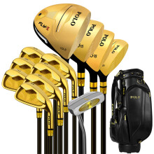 POLO 高尔夫套杆  高尔夫球杆 全套球杆 钛合金木杆 全套球杆 金色球杆配黑色球包