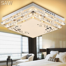 照明灯具欧式灯饰水晶灯餐厅灯房间灯卧室灯方形大厅大灯led吸顶灯儿童房灯女孩书房灯门厅灯阳台灯北欧 紫薇花方30厘米三色调光