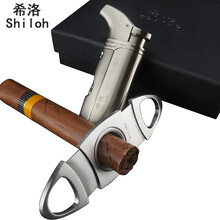 Shiloh希洛 雪茄打火机雪茄刀套装带打孔器雪茄钻古巴雪茄工具两件套雪茄剪