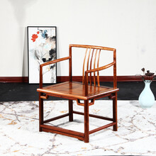 青龙韵阁 红木家具非洲花梨（学名：刺猬紫檀）新中式椅子南官帽椅围椅全实木家用书桌椅书房座椅 梳背椅一号
