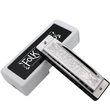 通宝（TOMBO） 日本原装进口 FOLK BLUES 高级演奏10孔布鲁斯口琴 1610 预定款 C#即降D调