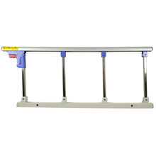 汉准 不锈钢床护栏杆 床围栏 老人床护栏上铺儿童防摔防护围栏床档扶手护理床配件通用可折叠 【加厚银色不锈钢】四挡一只+2个底座免打孔