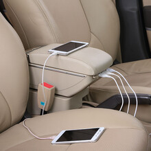 乾图 汽车扶手箱专车专用免打孔手扶箱 米 带灯+USB+升高 江淮和悦A30瑞风S2名爵MG3/ZS