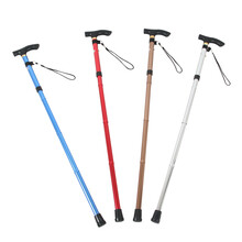 展浩（zhanhao）  铝合金拐杖 老人拐杖 木柄 手杖 拐棍 可伸缩折叠调节单柱拐杖 红色