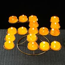 佛教用品合金七星酥油灯座莲花灯佛前供灯供佛蜡烛台灯架底座 卍字17