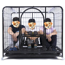 【升级版加密加粗】萌宠当家 狗笼子 方管狗笼子小中大型犬狗别墅 金毛萨摩拉布拉多宠物狗狗笼 黑色 110方管 长110*宽72*高95CM
