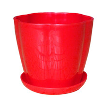 泽日生 绿萝塑料花盆 圆形特大号 小号多肉花盆加厚仿陶瓷彩色 绿植盆栽阳台含托盘 花瓣盆红色 小号口径11cm