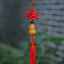 葫仙精品天然小葫芦挂件葫芦招财纳福祈福保平安家居工艺品汽车挂饰 红色中国结葫芦（下面一个钱）