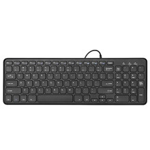 B.O.W 航世 HW156S-A 静音超薄USB有线键盘 办公游戏有线小键盘 巧克力按键外接键盘 黑色