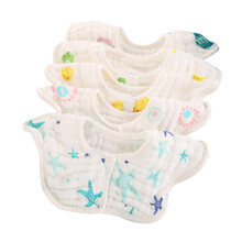 褒宝 褒宝婴儿纯棉纱布围嘴新生儿口水巾围兜宝宝饭兜全棉纱布360度防水8层全棉纱布加厚更吸水防漏 0-3岁左右 3条花色随机