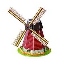 世界名建筑模型纸板3d立体拼图 儿童益智创意diy拼装拼插玩具批发 4荷兰风车