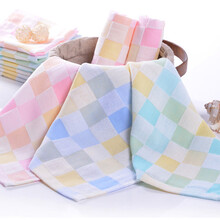 拉米奇骐 【5条装】婴儿口水巾小方巾儿童手帕洗脸洗澡毛巾宝宝手绢纱布巾纯棉围嘴新生儿用品 5条装 格子方巾