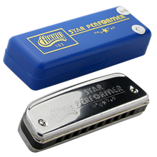 HUANG 黄牌 10孔船型布鲁斯口琴 C调 102A 加厚款古铜色 树脂琴格