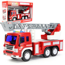 宝宝早教益智儿童大号防撞耐摔惯性消防车模型 云梯车 工程车 环卫车 清洁车模型耐摔汽车玩具礼物 消防云梯车W350B