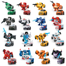 陆霸猎战Q车合金变形迷你金刚Q版合金汽车机器人儿童礼物 4只装（随机发）