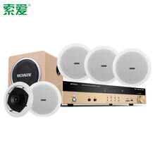 索爱 吸顶式家庭影院5.1音响套装 客厅家用电视吊顶音箱重低音天花同轴喇叭组合3d环绕立声无线蓝牙 功放+低音炮+6.5寸同轴喇叭