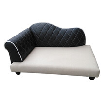 DY 雕雅 狗窝夏季室内大号狗窝泰迪皮狗窝小型犬宠物窝 实木框架亚麻布透气舒适宠物用品床 混搭色白+黑 M-中号