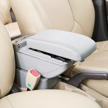 乾图 汽车扶手箱专车专用免打孔手扶箱 灰 带灯+USB+升高 长城炫丽哈佛M4M2H1比亚迪F3F0