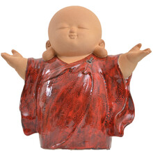 现代中式客厅玄关软装饰品新居乔迁开业礼品石湾陶瓷摆件 共悟（约长36*宽18*高35）