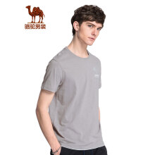骆驼（CAMEL）男装 夏季圆领男短袖T恤半袖打底衫微弹男士印花上衣 灰色 XXL