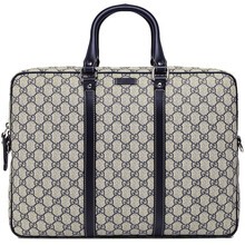 GUCCI 古驰 男士蓝色PVC配皮logo印花手提包