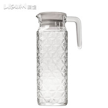 璃馆冷水壶玻璃壶凉水壶竖条壶大容量带盖果汁壶扎壶1100ml 扎壶啤酒壶 大钻石壶