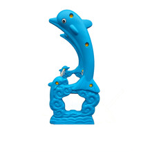 加厚幼儿园毛巾架塑料毛巾架不锈钢管长颈鹿毛巾架卡通毛巾架 海豚天蓝色40钩