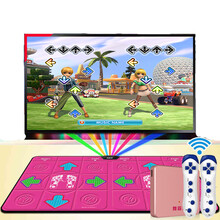 舞霸王 瑜伽跳舞毯双人电视接口电脑两用单人加厚炫舞高清家用无线手柄互动体感游戏运动跳舞机 玫红色(无线款）+2个手柄+切水果+瑜伽+体感游戏