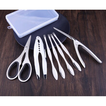 剥螃蟹吃蟹工具304不锈钢蟹八件蟹钳蟹夹蟹针海鲜剪吃大闸蟹螃蟹 加强蟹钳+蟹剪+4只蟹挑+剥虾器