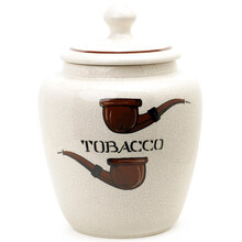沙芬SAVINELLI 大号糖罐式烟斗烟丝罐V1022白色龟裂纹陶瓷密封保湿罐长辈送礼品 PIPE烟斗