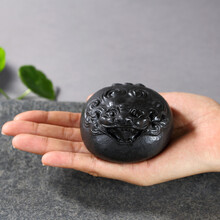 陶立方 茶宠乌金石头茶具貔貅摆件创意手工茶玩茶趣茶宝可养功夫茶具茶盘配件 蒲牢