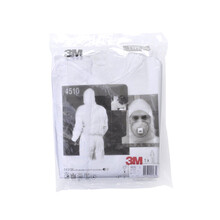 3M 4510白色带帽连体防护服 防护颗粒物及液体有限喷溅抗静电防尘服 XXL