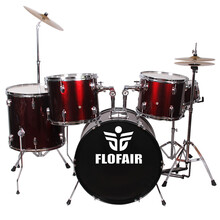 FLOFAIR 成人西洋 打击 乐器 成人 乐队 演出 初学 架子鼓 爵士鼓 JZ-03 5鼓 2镲 成人架子鼓 酒红色(5鼓2镲)